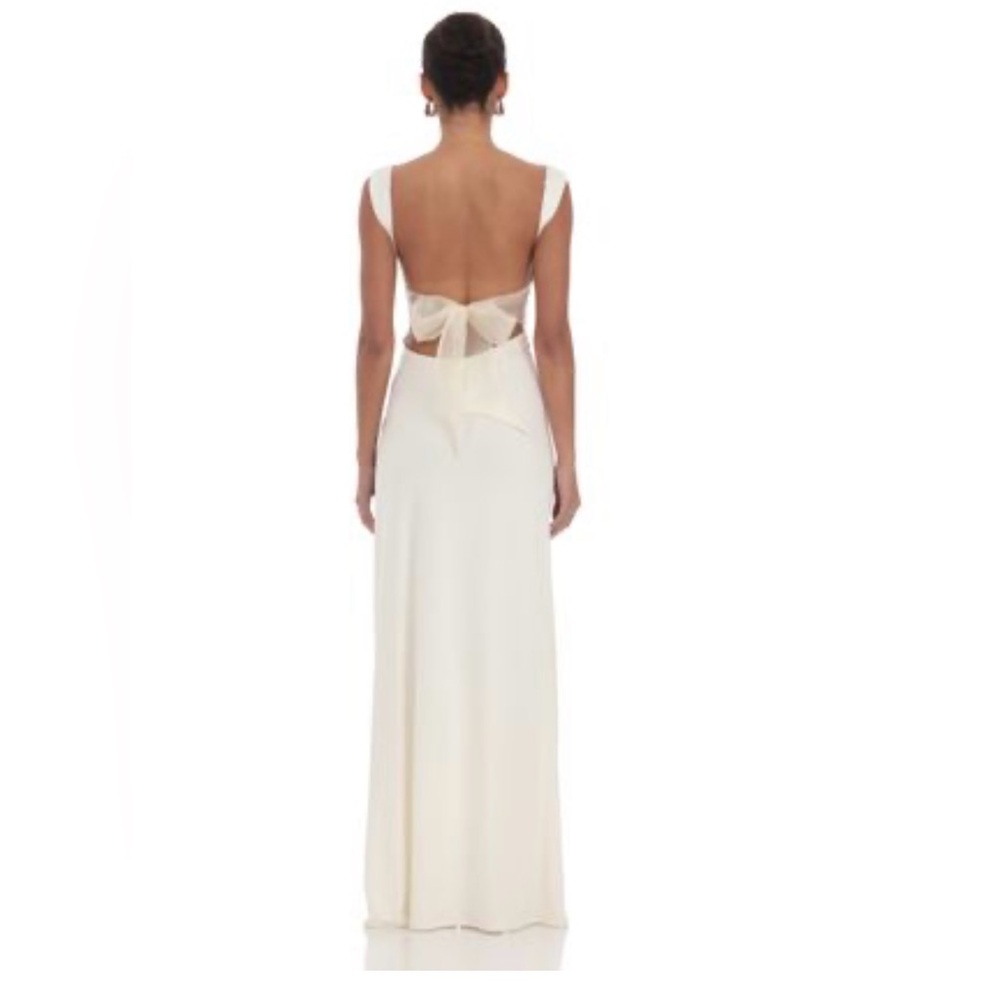 Lucy in the Sky Open Back Bow Maxi Dress in White